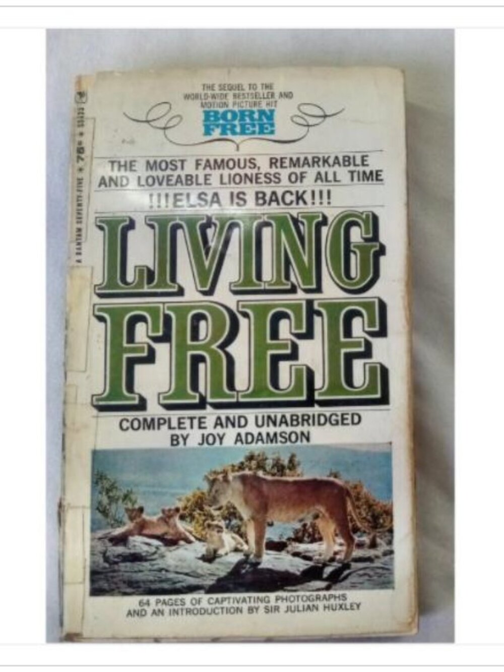 Living Free Joy Adamson 1961 Mass Market Paperback Book Vintage Novel Read